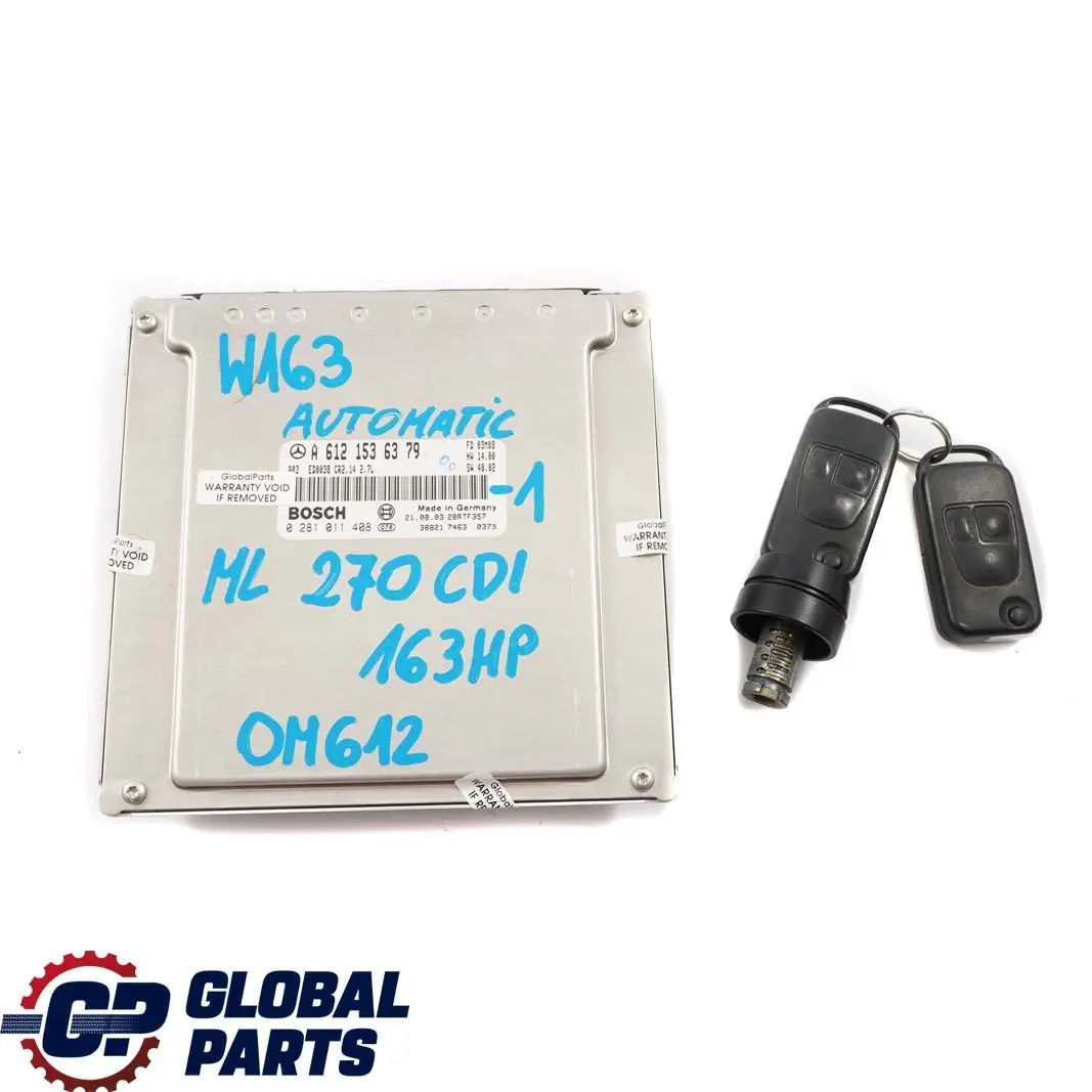  Mercedes-Benz ML W163 270 CDI Engine Control ECU Kit Key Automatic - SKU A6121536379-1 - Part number A6121536379