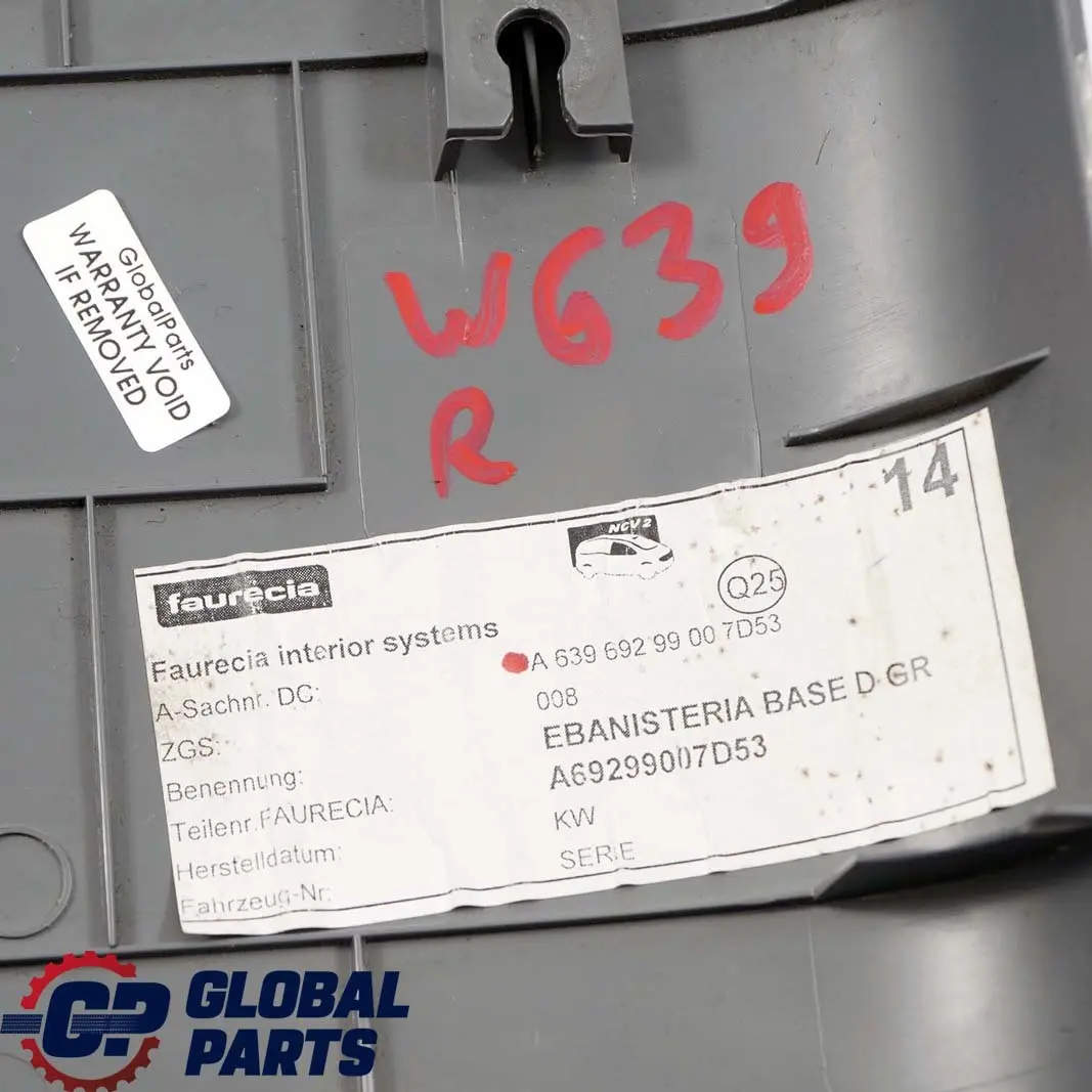 Mercedes-Benz Vito W639 Right O/S Lower A-Pillar Trim Cover Grey to with Part number A6396929900 Mercedes-Benz Vito W639 Right O/S Lower A-Pillar Trim Cover Grey - SKU A6396929900 - Part number A6396929900