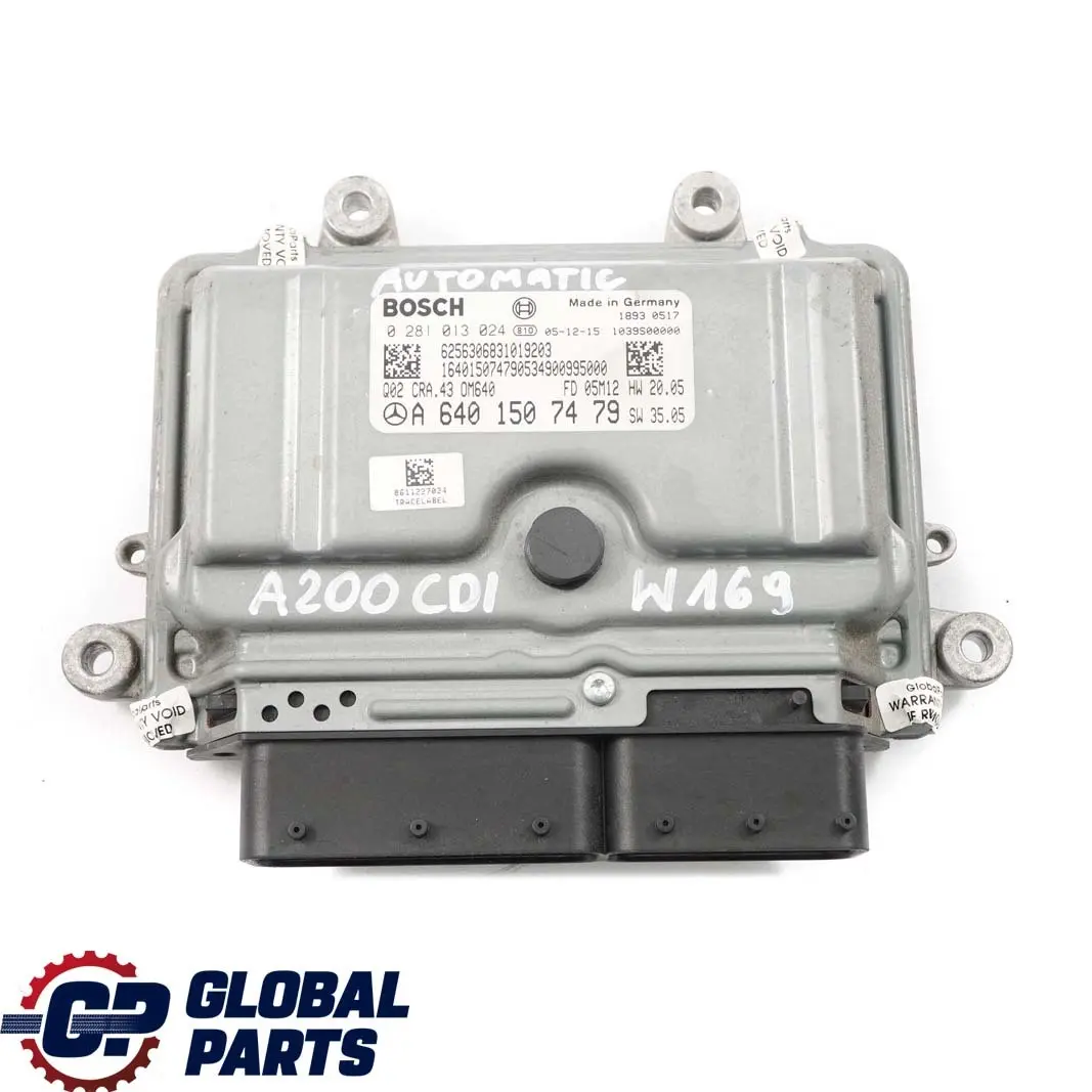 Mercedes-Benz W169 W245 A B 200 CDI Engine Control Unit Module ECU  - SKU A6401507479 - Part number A6401507479