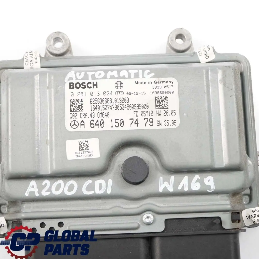 Mercedes-Benz W169 W245 A B 200 CDI Engine Control Unit Module ECU  - SKU A6401507479 - Part number A6401507479
