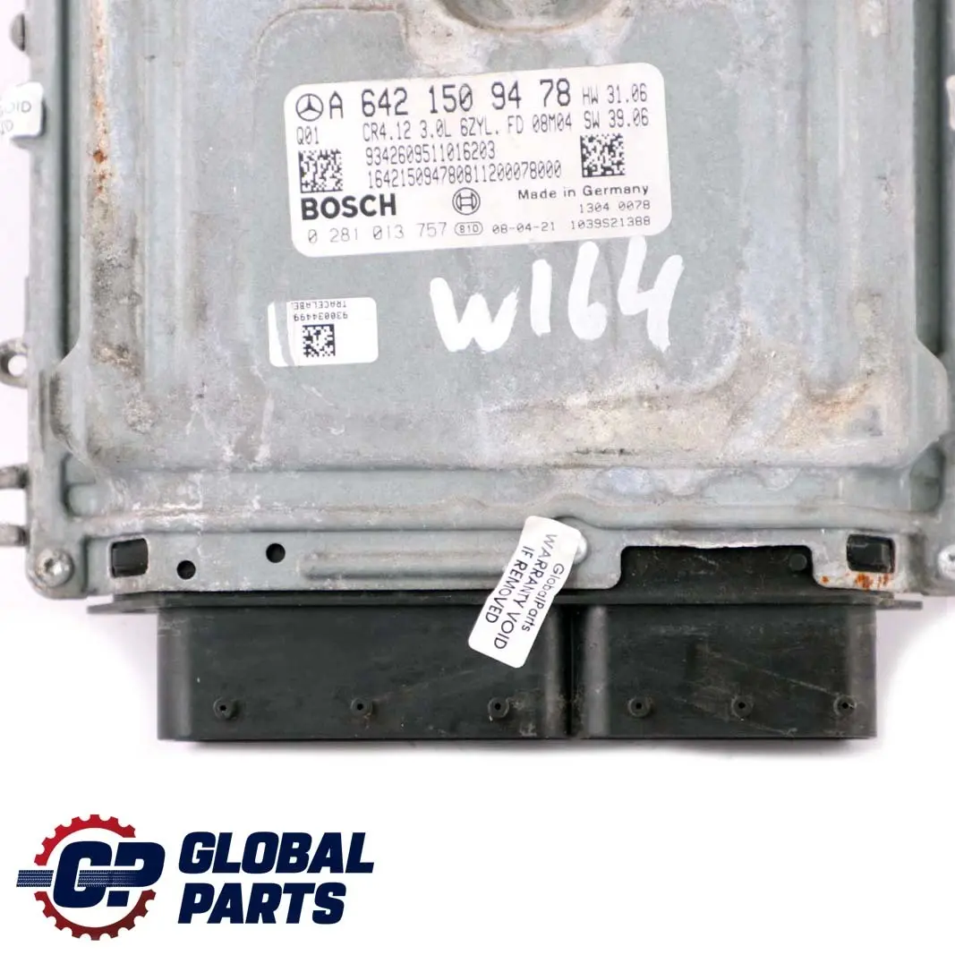 OM642 Diesel Modulo Unità Controllo Motore ECU per Mercedes ML W164 con numero di parte A6421509478 Mercedes ML W164 OM642 Diesel Modulo Unità Controllo Motore ECU - SKU A6421509478 - Numero di parte A6421509478