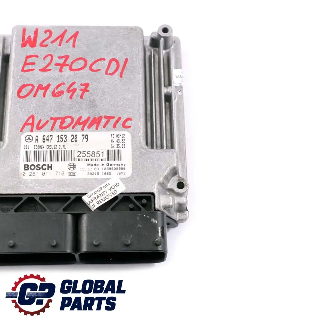 Mercedes W211 E270 CDI Modulo de Unidad de Control Motor Automatico - SKU A6471532079 - Número de pieza A6471532079