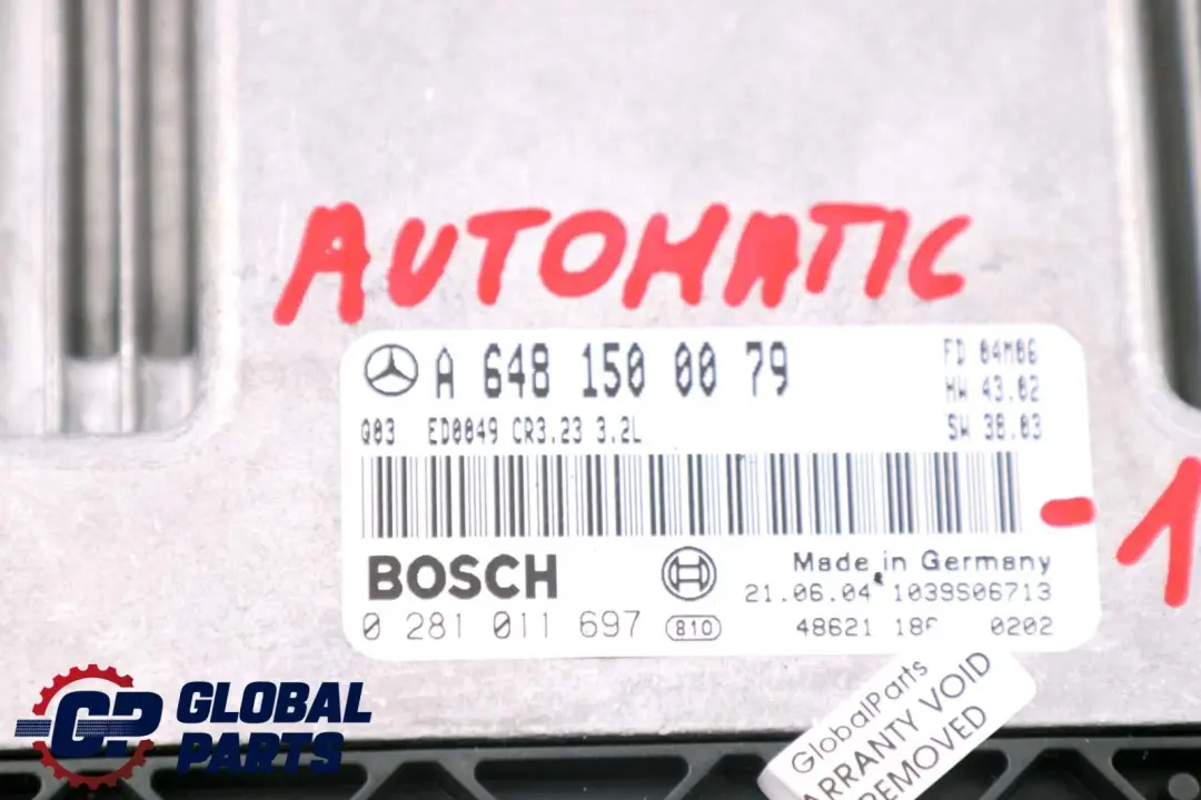 Class W220 320CDI Engine Control ECU Kit + Key Automatic to Mercedes S with Part number A6481500079 Mercedes S Class W220 320CDI Engine Control ECU Kit + Key Automatic - SKU A6481500079-1 - Part number A6481500079