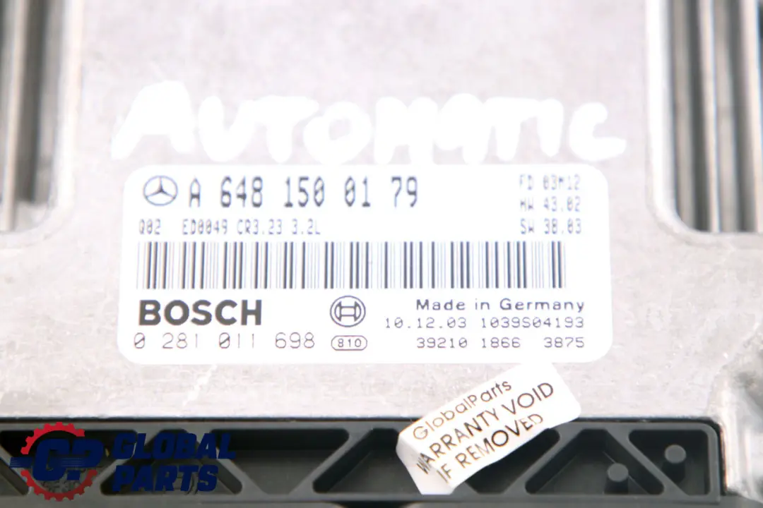 Mercedes-Benz W211 E 320 CDI Engine Control Unit Module Automatic to with Part number A6481500179 Mercedes-Benz W211 E 320 CDI Engine Control Unit Module Automatic - SKU A6481500179 - Part number A6481500179