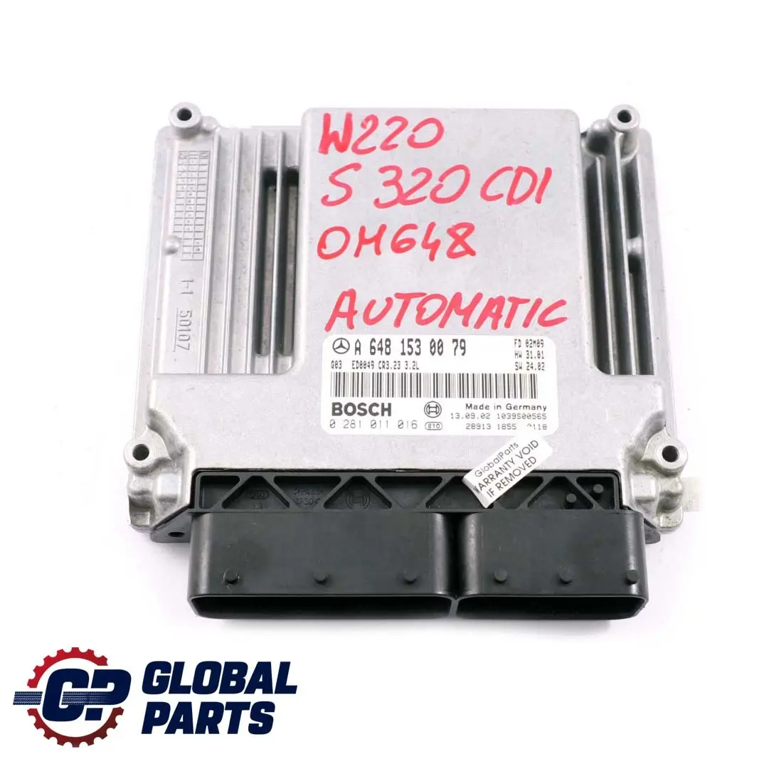 Mercedes-Benz W220 S320 CDI Motorsteuergerät Steuergerät Automati für mit Teilenummer A6481530079 Mercedes-Benz W220 S320 CDI Motorsteuergerät Steuergerät Automati - SKU A6481530079 - Teilenummer A6481530079