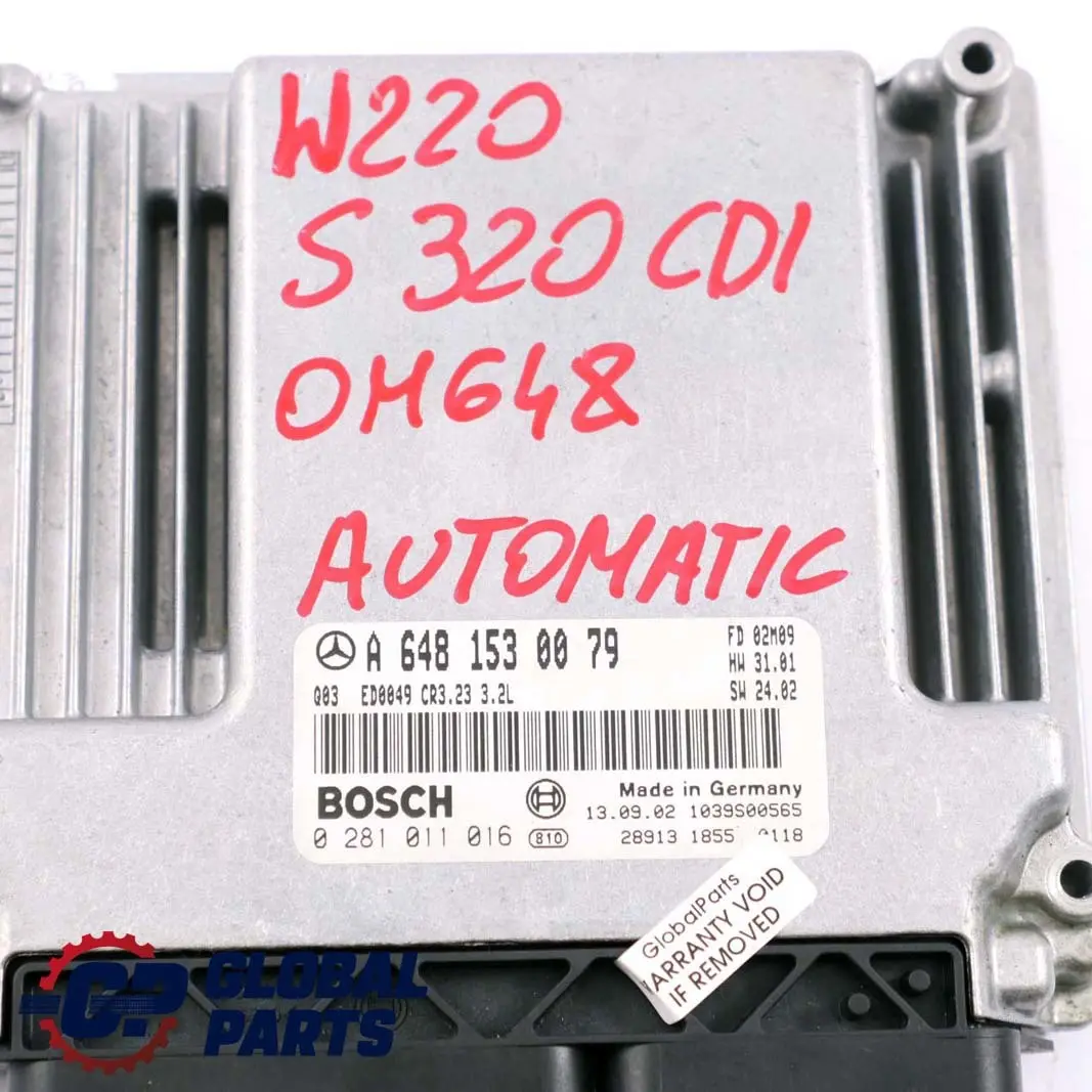 Mercedes-Benz W220 S320 CDI Engine Control Unit Module Automatic to with Part number A6481530079 Mercedes-Benz W220 S320 CDI Engine Control Unit Module Automatic - SKU A6481530079 - Part number A6481530079