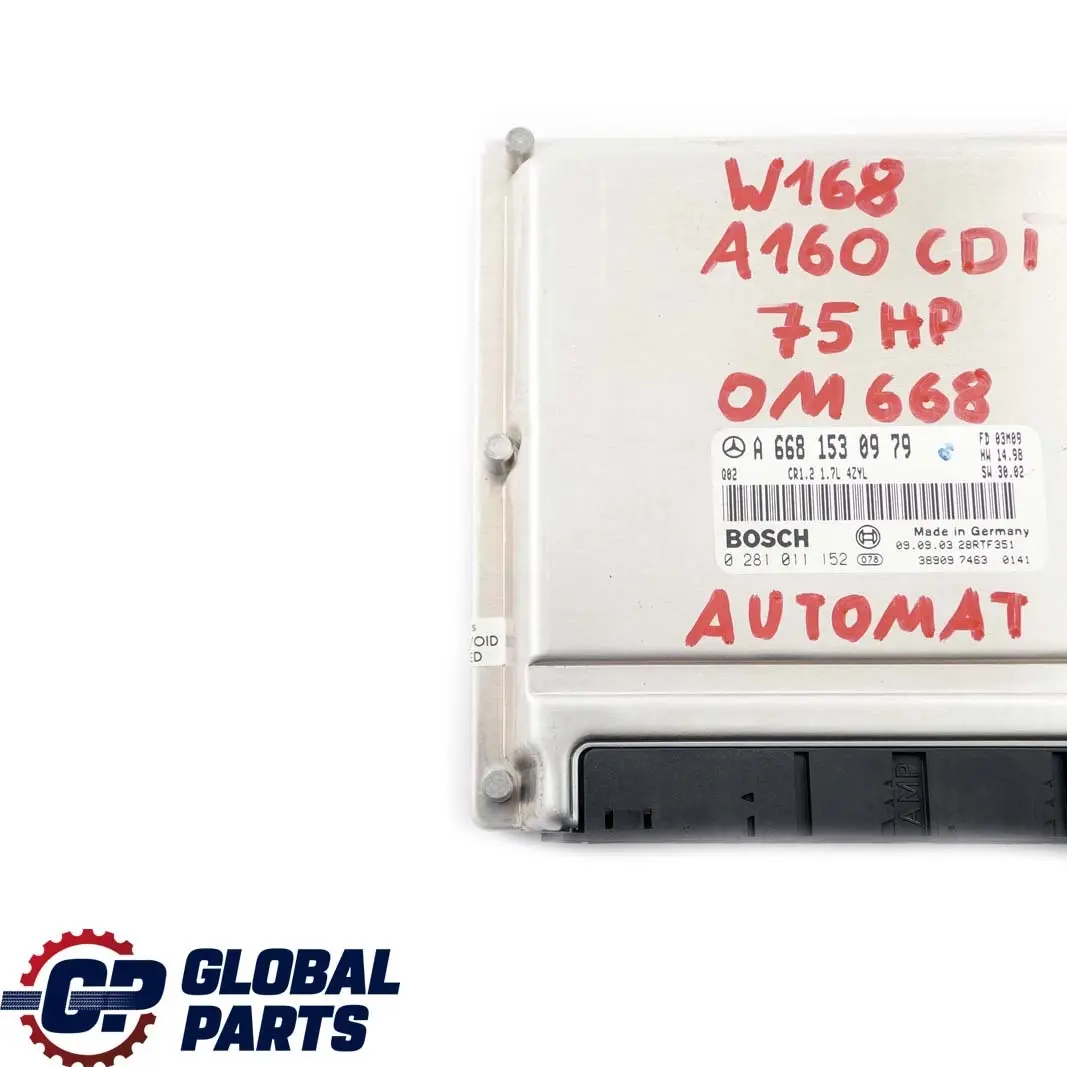 OM668 Module De Contrôle Moteur pour Mercedes W168 A 160 CDI à propos du numéro de pièce A6681530979 Mercedes W168 A 160 CDI OM668 Module De Contrôle Moteur - SKU A6681530979 - Numéro de pièce A6681530979