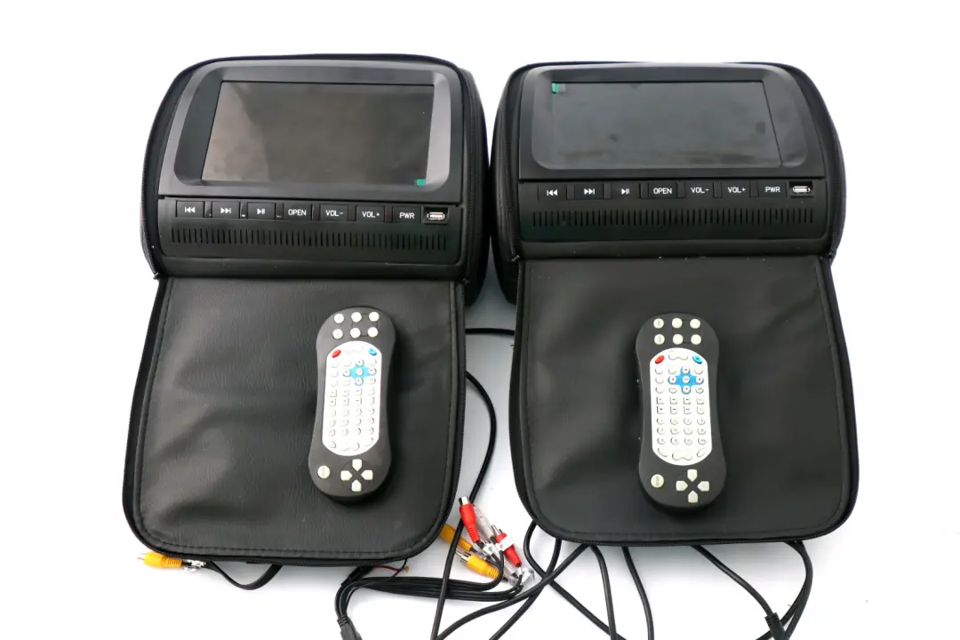 BMW Universal Leather Headrest 8,5" Screens DVD USB Interface - SKU BMW Universal Leather Headrest 85 Screen - Part number Does Not Apply