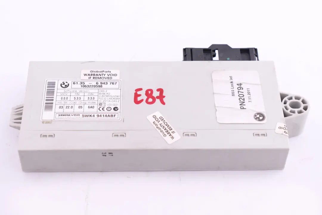 ECU Key Reading Module Control Unit CAS 2 6943767 to BMW 1 Series E87 with Part number 6943759 BMW 1 Series E87 ECU Key Reading Module Control Unit CAS 2 6943767 - SKU c-6943767 - Part number 6943759