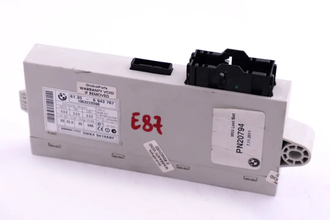 ECU Key Reading Module Control Unit CAS 2 6943767 to BMW 1 Series E87 with Part number 6943759 BMW 1 Series E87 ECU Key Reading Module Control Unit CAS 2 6943767 - SKU c-6943767 - Part number 6943759