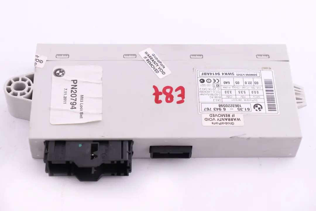 ECU Key Reading Module Control Unit CAS 2 6943767 to BMW 1 Series E87 with Part number 6943759 BMW 1 Series E87 ECU Key Reading Module Control Unit CAS 2 6943767 - SKU c-6943767 - Part number 6943759
