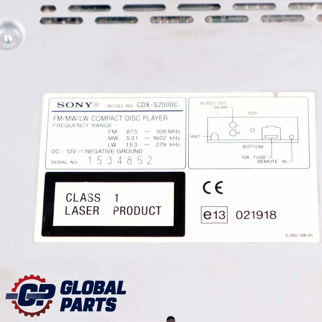 Genuine Sony Xplod CD Compact Disc Stereo Audio Player Head Unit to with Part number CDX-S2000 Genuine Sony Xplod CD Compact Disc Stereo Audio Player Head Unit - SKU CDX-S2000C - Part number CDX-S2000