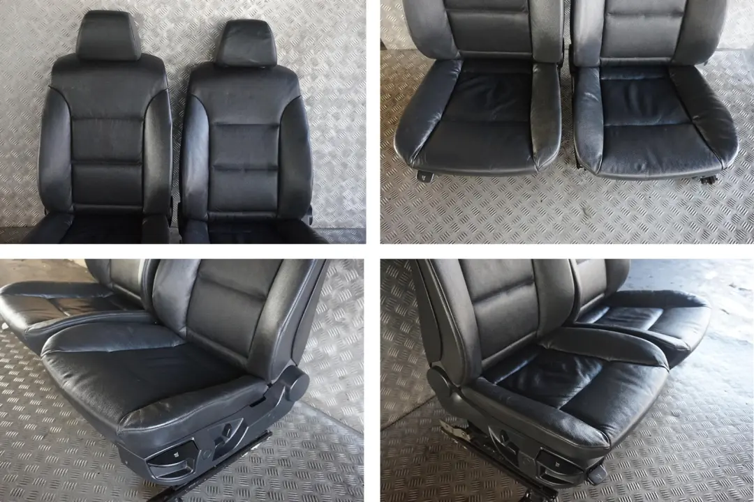 BMW 5 SERIES E60 E61 Black Leather Interior Front Seats Driver Passenger Side - SKU E60 E61 Black Leather Front Seats - Part number E60 E61 Black Leather Front Seats