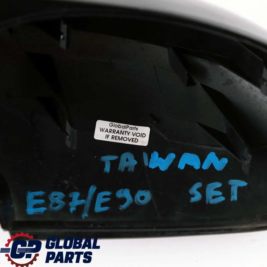 BMW Left Right Cover Cap N/O/S Casing Wing Mirror Black Set - SKU E87E90MIRRORCOVERSET - Part number E87 E90