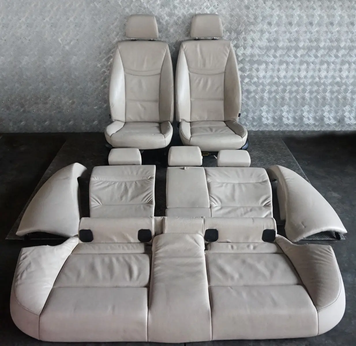 BMW 3 Series E90 LCI Oyster Leather Interior Seats with Airbag and Door Card