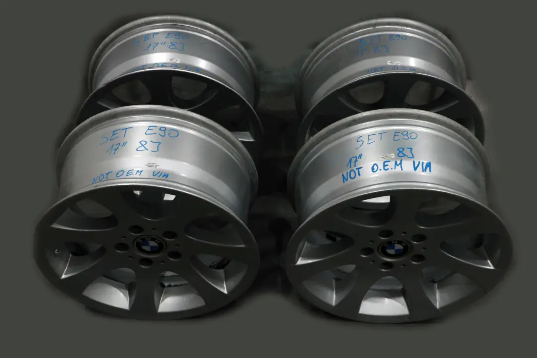 BMW 3 er E90 E91 E92 E93 Silber Komplett Set 4x Felgen Alufelge - SKU E90 SET 17 8J VIA - Teilenummer 17" 8J VIA