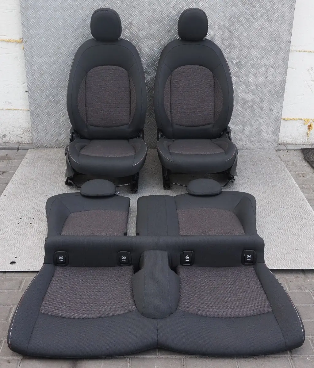 Cloth Fabric Interior Seats Firework Carbon Black to BMW Mini Cooper One F56 with Part number F56 Cloth Firework Seats BMW Mini Cooper One F56 Cloth Fabric Interior Seats Firework Carbon Black - SKU F56 Cloth Firework Seats-1 - Part number F56 Cloth Firework Seats