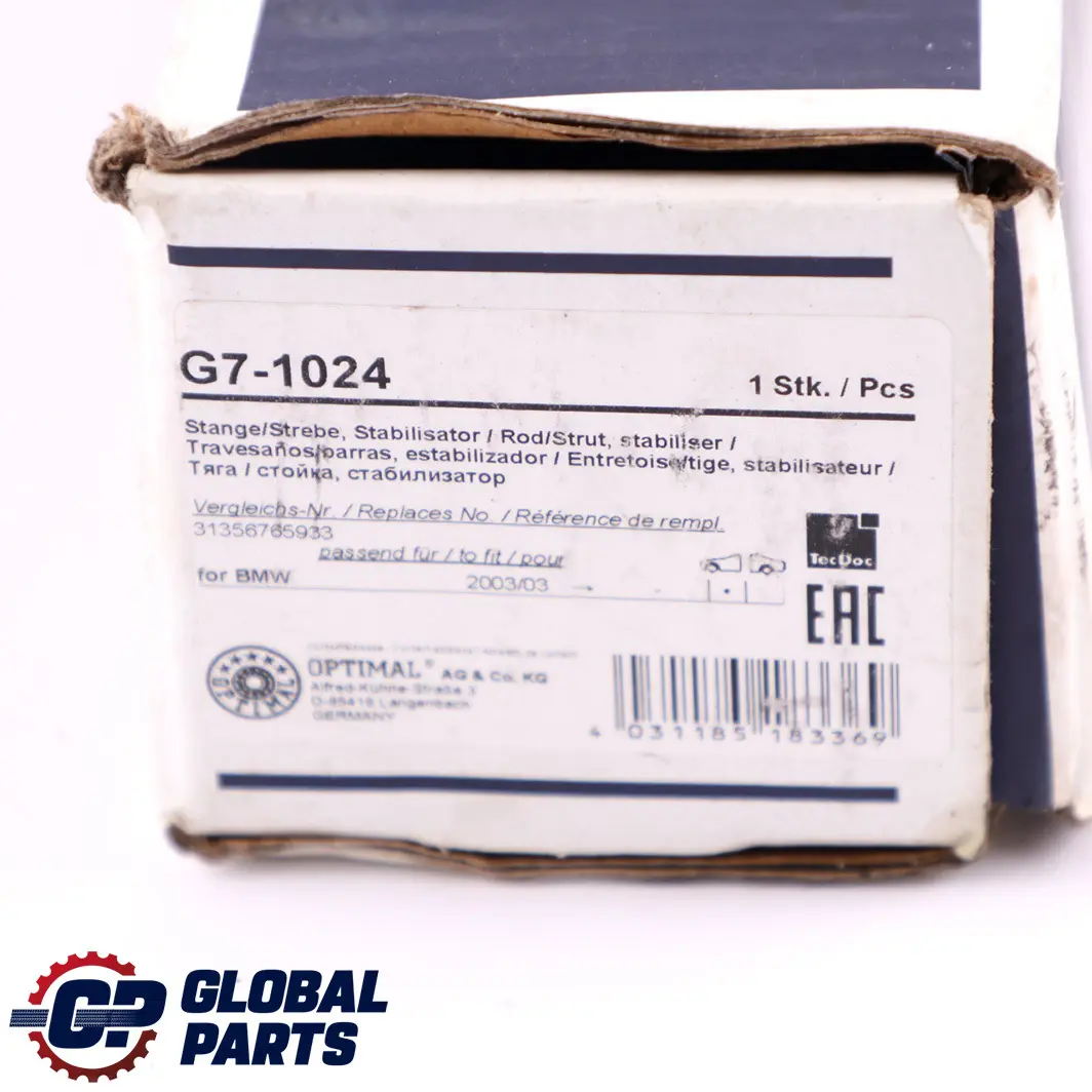 Optimal Front Left N/S Stabilizer Anti-Roll Bar Link to BMW 1 3 E87 E90 with Part number G7-1024 BMW 1 3 E87 E90 Optimal Front Left N/S Stabilizer Anti-Roll Bar Link - SKU G7-1024 - Part number G7-1024