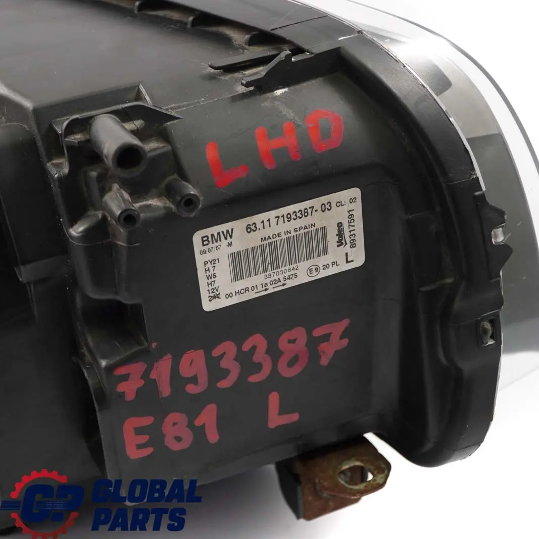 Headlight Driver Front Light Lamp Left N/S to BMW 1 E81 E82 E87 LCI E88 with Part number 7193387 BMW 1 E81 E82 E87 LCI E88 Headlight Driver Front Light Lamp Left N/S - SKU lhd-7193387 - Part number 7193387