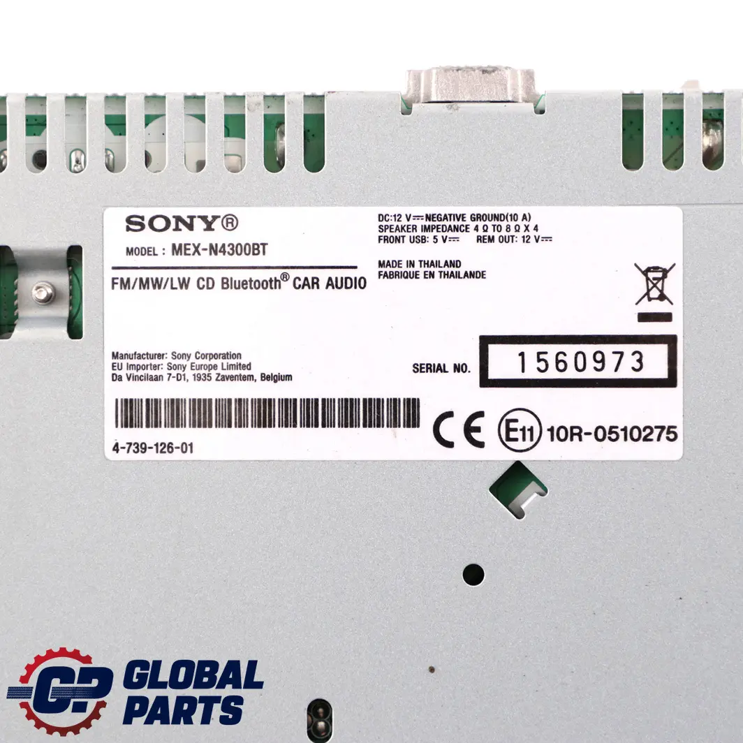  Genuine Sony Bluetooth USB Stereo Audio Player Head Unit - SKU MEX-N4300BT - Part number MEX-N4300BT