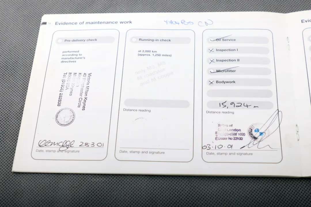 BMW X5 Series E53 Service Booklet Owner's Handbook Case Pouch Wallet - SKU P-0155549 - Part number 0157089