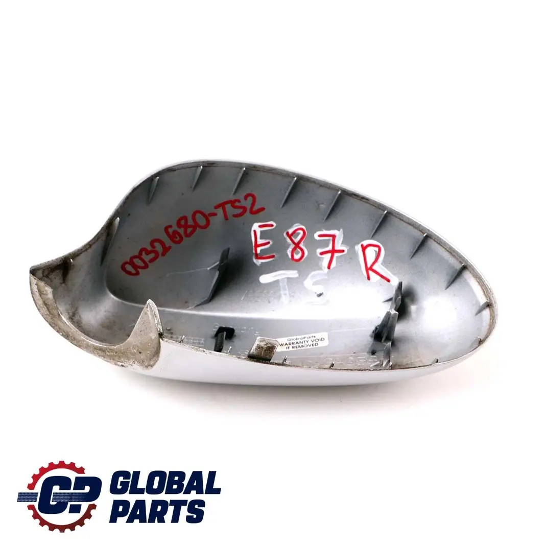 Right O/S Cover Cap Casing Wing Mirror Titansilber Silver P to BMW E87 with Part number 0032680 BMW E87 Right O/S Cover Cap Casing Wing Mirror Titansilber Silver P - SKU P0032680-TS2 - Part number 0032680