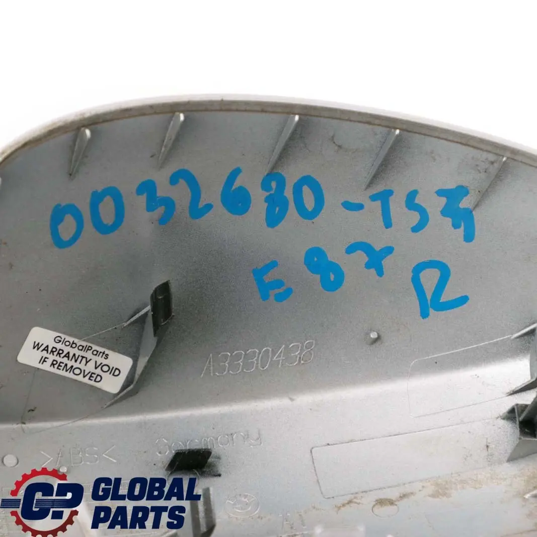 Derecha O / S Tapa Carcasa Espejo Wing Titansilber Plata para BMW E87 con número de pieza 0032680 BMW E87 Derecha O / S Tapa Carcasa Espejo Wing Titansilber Plata - SKU P0032680-TS4 - Número de pieza 0032680