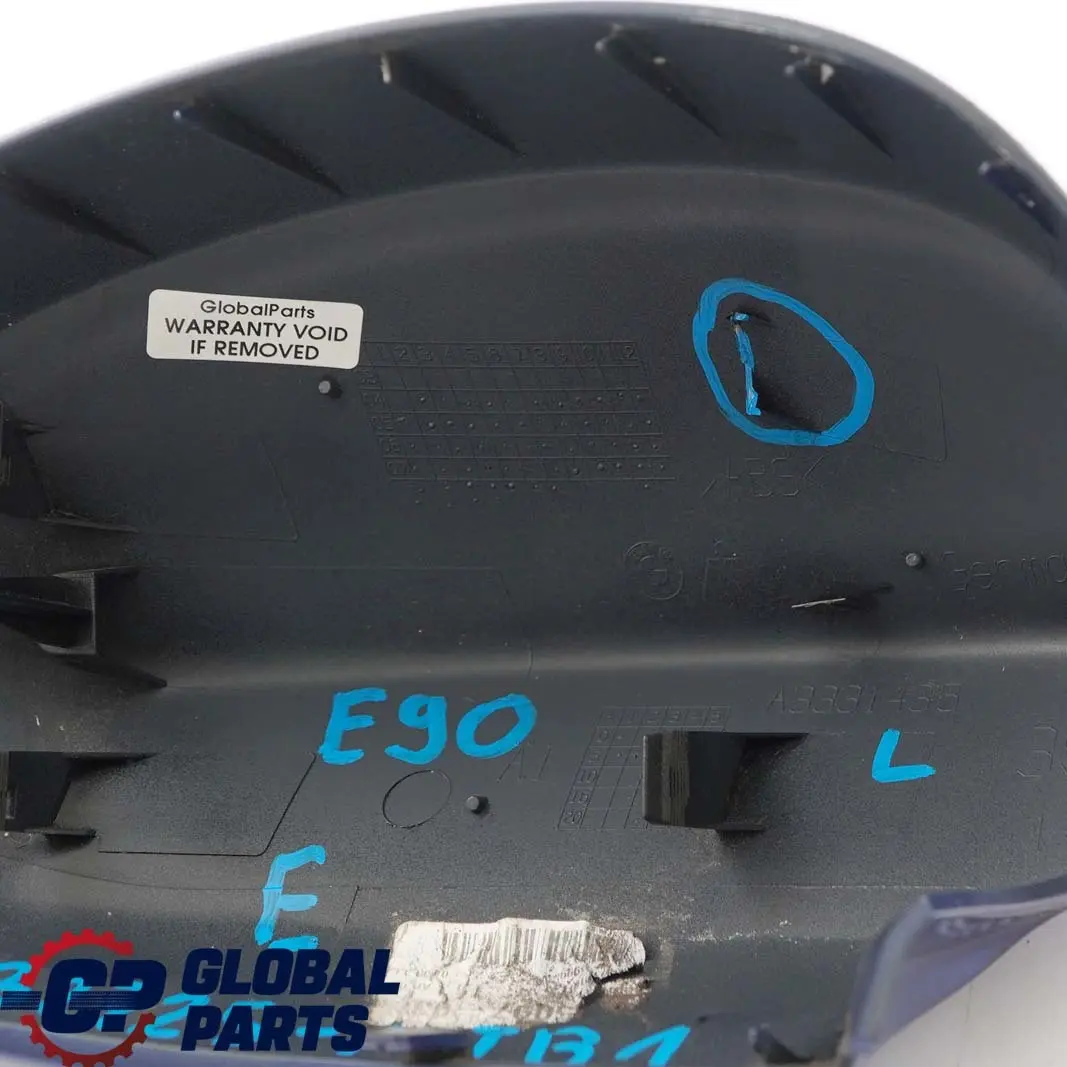 Cover Cap BMW E90 E91 Casing Wing Mirror Trim Left N/S Montego Blue - A51 - SKU P0032725-MTB1 - Part number 0032725