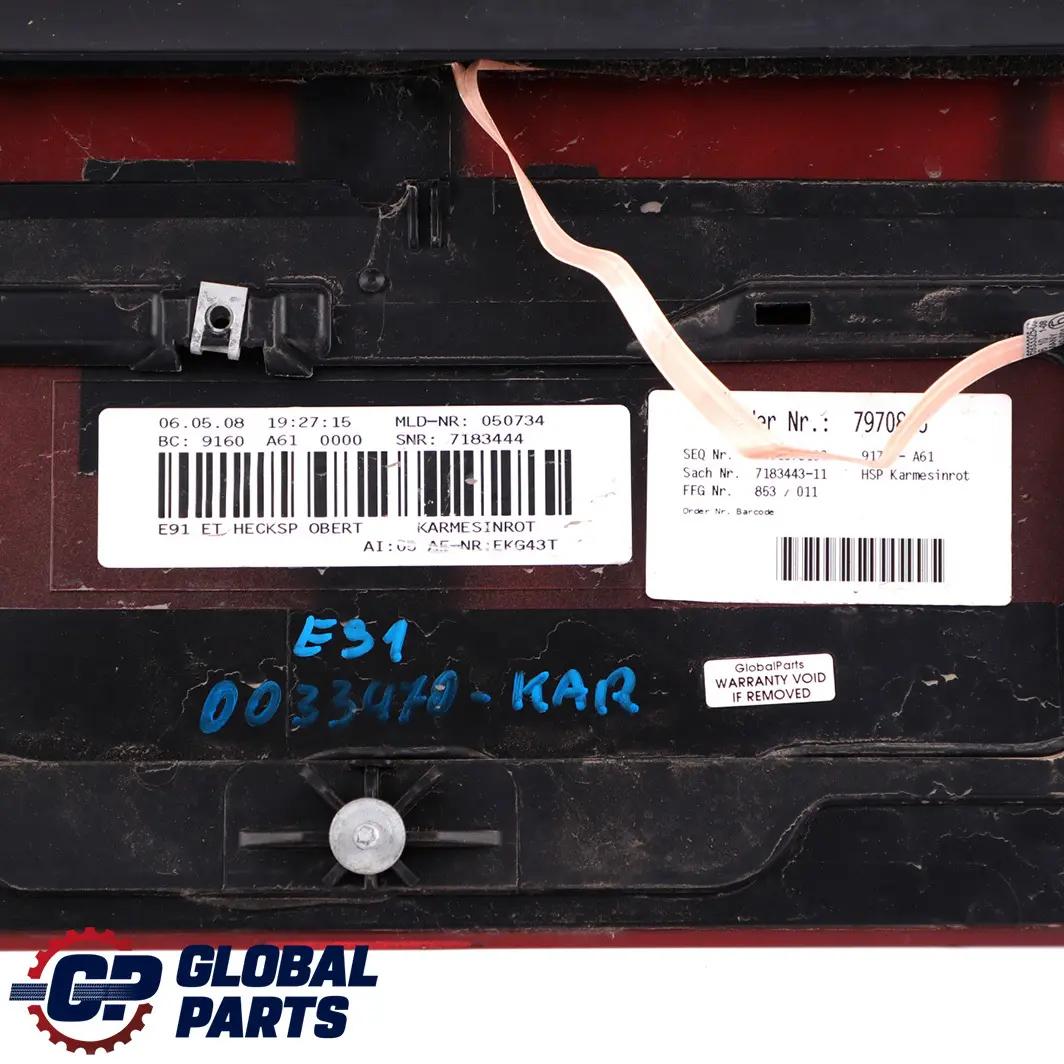 Trunk Lid Boot Spoiler Rear Karmesinrot Karmesin Red to BMW 3 Series E91 Touring with Part number 0033470 BMW 3 Series E91 Touring Trunk Lid Boot Spoiler Rear Karmesinrot Karmesin Red - SKU P0033470-KAR - Part number 0033470