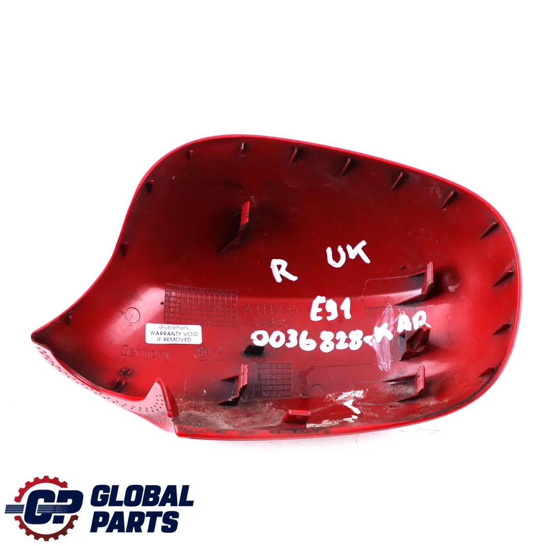 Right Cover Cap O/S Wing Mirror Karmesinrot Crimson Red A61 to BMW 3 E90 E91 LCI 1 with Part number 0036828 BMW 3 E90 E91 LCI 1 Right Cover Cap O/S Wing Mirror Karmesinrot Crimson Red A61 - SKU P0036828-KAR1 - Part number 0036828