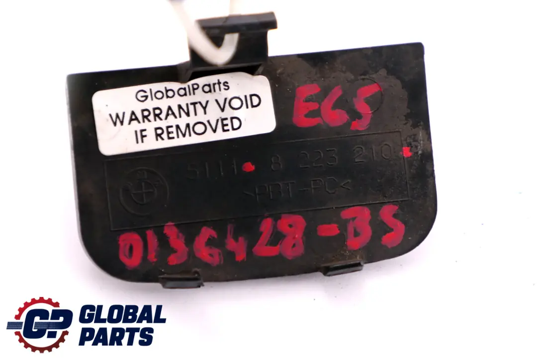 Front Bumper Flap Towing Eye Black Sapphire 475 8223210 to BMW 7 Series E65 E66 with Part number 0136428 BMW 7 Series E65 E66 Front Bumper Flap Towing Eye Black Sapphire 475 8223210 - SKU P0136428-BS - Part number 0136428