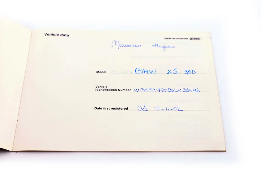 BMW X5 Series E53 Service Booklets Owner's Handbook Case Pouch Wallet - SKU P0156407 - Part number 156407