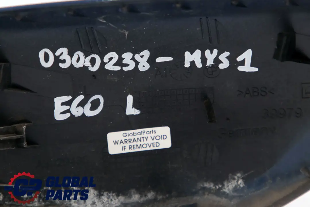 Left N/S Cover Cap Casing Wing Mirror Mysticblau Blue to BMW 5 Series 1 E60 E61 with Part number 0300238 BMW 5 Series 1 E60 E61 Left N/S Cover Cap Casing Wing Mirror Mysticblau Blue - SKU P0300238-MYS1 - Part number 0300238