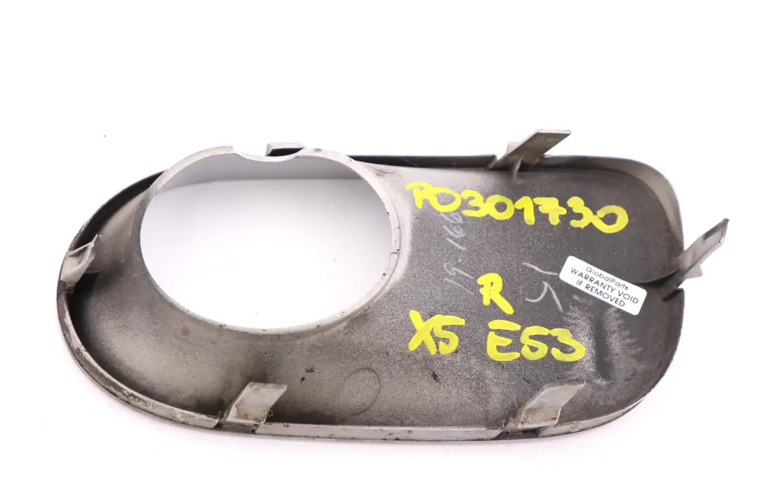 Front Right O/S Bumper Cover Fog Lamp Trim Titansilber Silver to BMW X5 E53 with Part number 0301730 BMW X5 E53 Front Right O/S Bumper Cover Fog Lamp Trim Titansilber Silver - SKU P0301730 - Part number 0301730