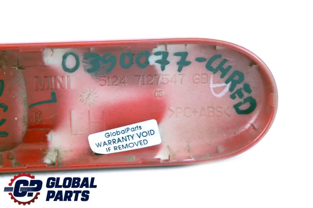 Tapa del maletero Bisagra izquierda Chili Red para MINI Cooper One R52 Cabrio con número de pieza 0390077 MINI Cooper One R52 Cabrio Tapa del maletero Bisagra izquierda Chili Red - SKU P0390077-CHRED - Número de pieza 0390077