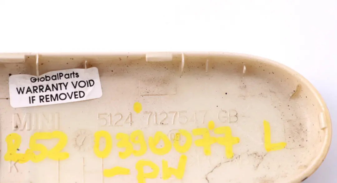 Trunk Lid Cover Hinge Left N/S Pepper White 850 to BMW Mini Cooper R52 Cabrio with Part number 0390077 BMW Mini Cooper R52 Cabrio Trunk Lid Cover Hinge Left N/S Pepper White 850 - SKU P0390077-PW - Part number 0390077