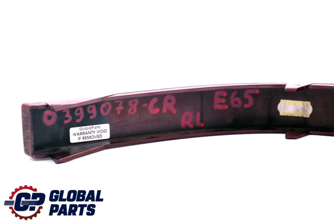 Bumper Guard Strip Rear Left N/S Chiarettorot Red Metallic to BMW 7 Series E65 E66 with Part number 0399078 BMW 7 Series E65 E66 Bumper Guard Strip Rear Left N/S Chiarettorot Red Metallic - SKU P0399078-CR - Part number 0399078