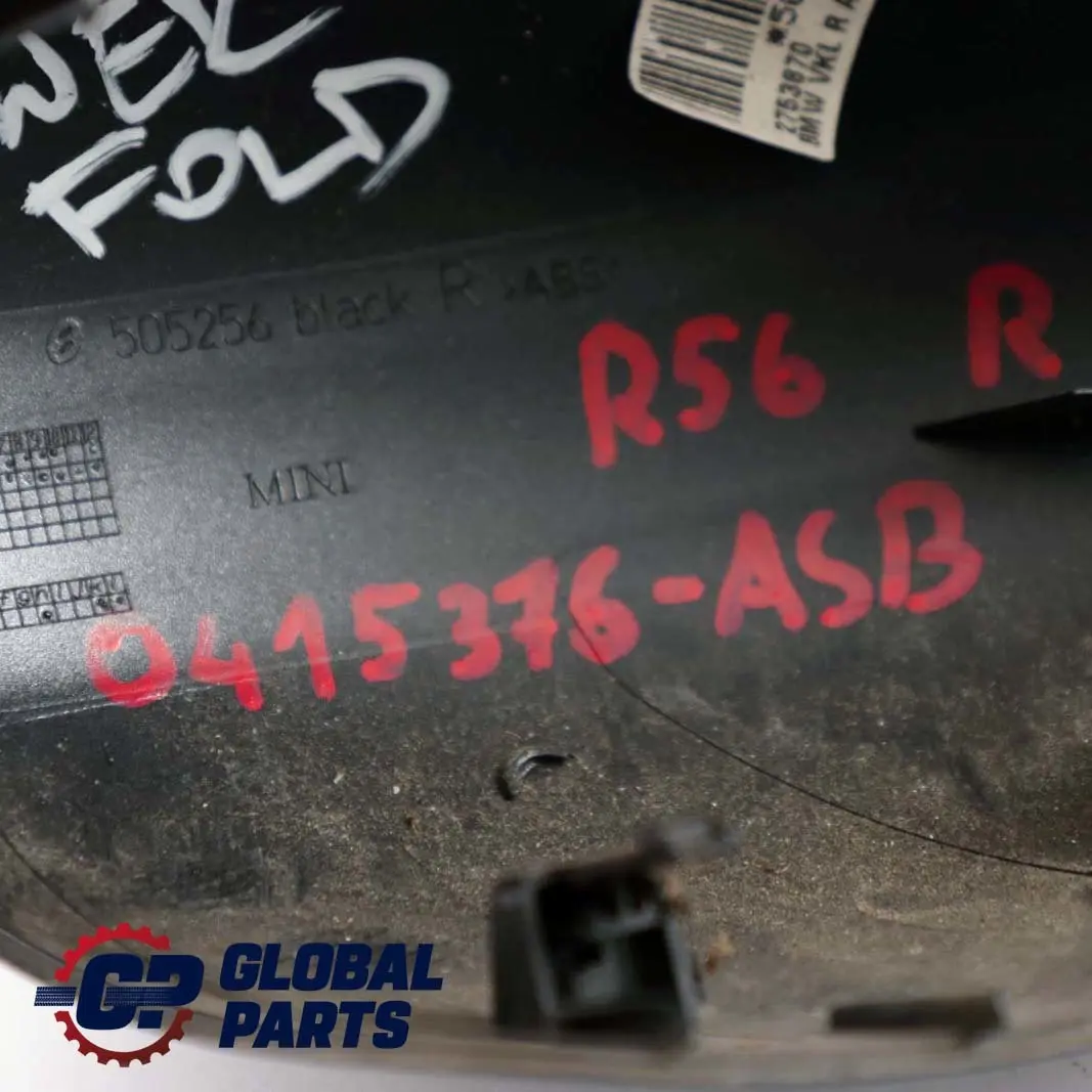 Fold Cap Casing Right O/S Mirror Wing Astro Black to BMW Mini R55 R56 Cover Power with Part number 0415376 BMW Mini R55 R56 Cover Power Fold Cap Casing Right O/S Mirror Wing Astro Black - SKU P0415376-ASB - Part number 0415376