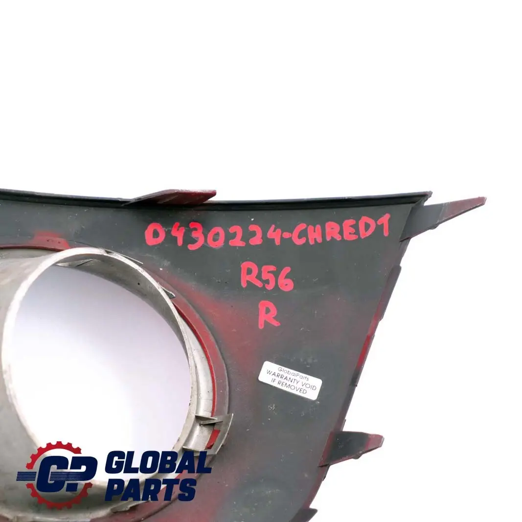 Front Bumper Trim Panel Right O/S Chili Red 2751562 to Mini Cooper 1 R55 R56 with Part number 0430224 Mini Cooper 1 R55 R56 Front Bumper Trim Panel Right O/S Chili Red 2751562 - SKU P0430224-CHRED1 - Part number 0430224