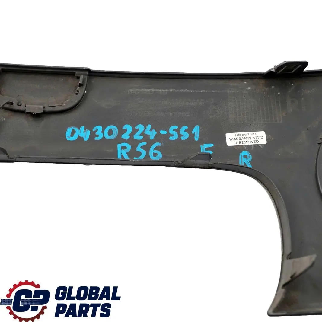 Front Bumper Trim Panel Right O/S Sparkling Silver to Mini Cooper R55 R56 1 with Part number 0430224 Mini Cooper R55 R56 1 Front Bumper Trim Panel Right O/S Sparkling Silver - SKU P0430224-SS1 - Part number 0430224