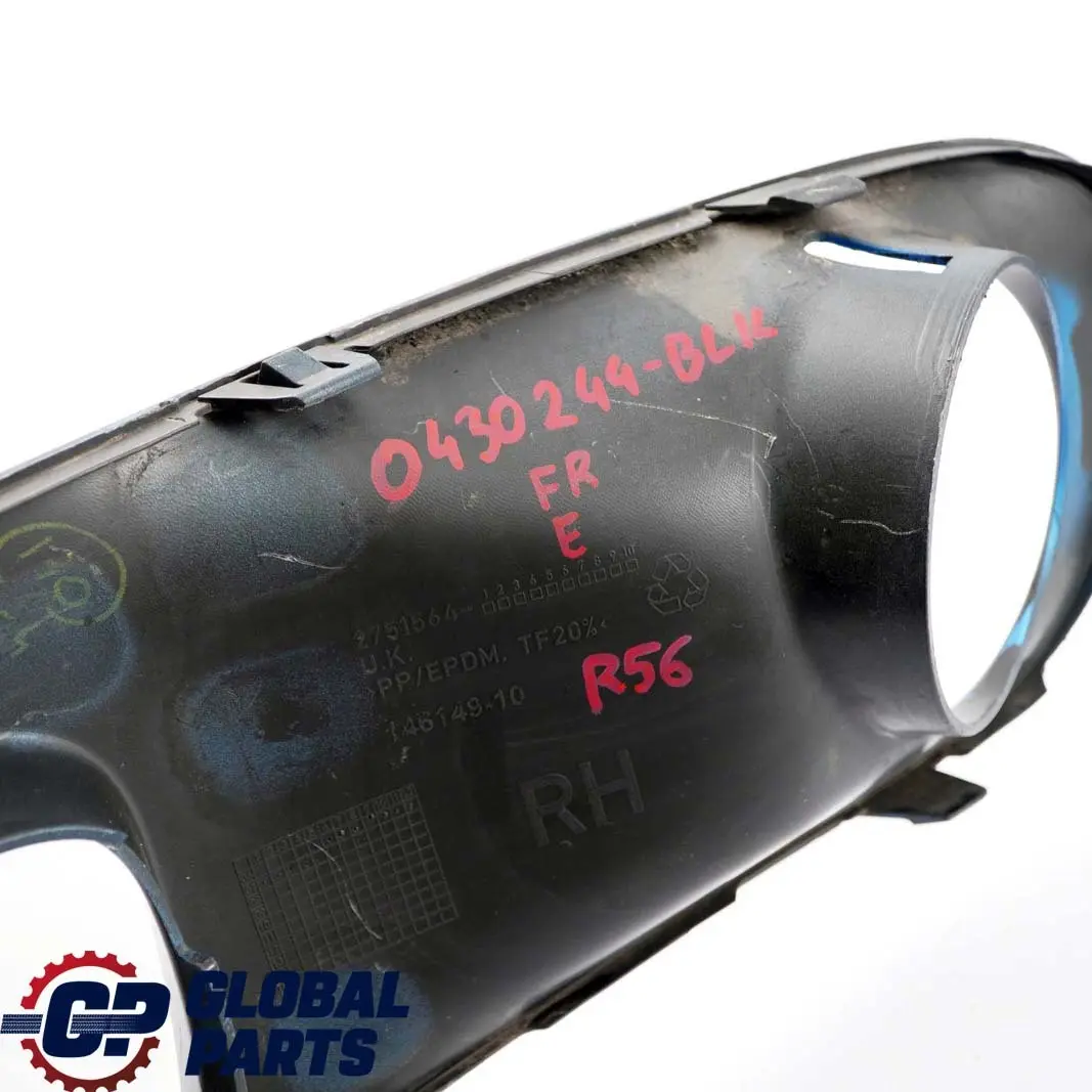 Front Bumper Right Trim Panel Black 2751564 to Mini Cooper S R55 R56 with Part number 0430244 Mini Cooper S R55 R56 Front Bumper Right Trim Panel Black 2751564 - SKU P0430244-BLK - Part number 0430244