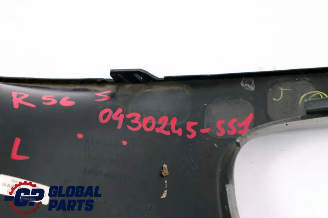 Front Bumper Left N/S Trim Panel Sparkling Silver to Mini Cooper S 1 R55 R56 with Part number 0430245 Mini Cooper S 1 R55 R56 Front Bumper Left N/S Trim Panel Sparkling Silver - SKU P0430245-SS1 - Part number 0430245