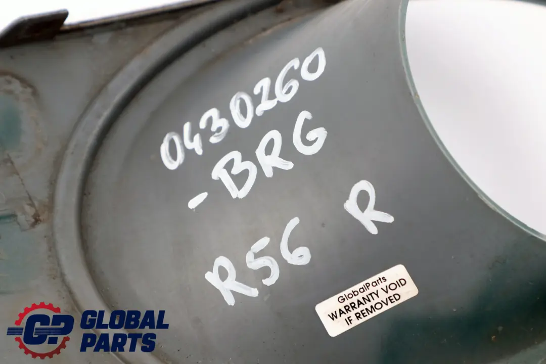 Front Bumper Trim Panel Right O/S British Racing Green to Mini Cooper R55 R56 with Part number 0430260 Mini Cooper R55 R56 Front Bumper Trim Panel Right O/S British Racing Green - SKU P0430260-BRG - Part number 0430260