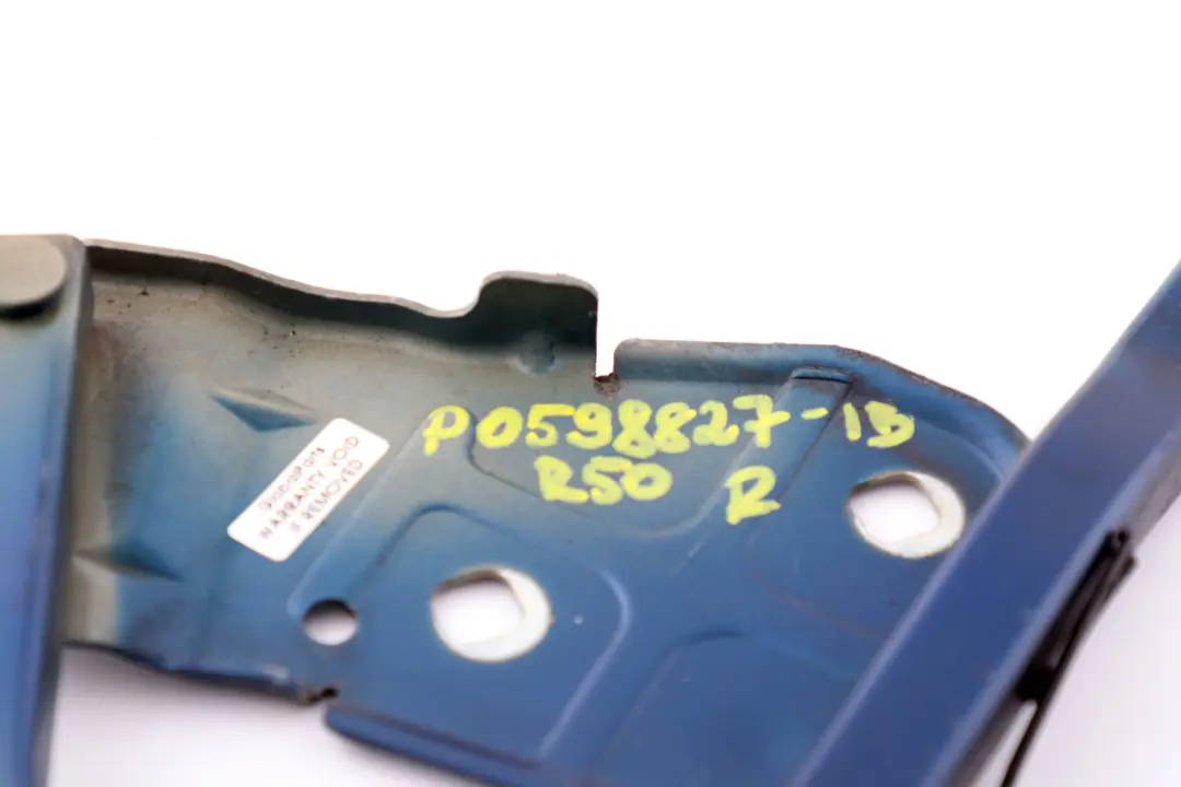 Mini Cooper One R50 R52 R53 Scharnier Frontklappe rechts Indi Blue - SKU P0598827-IB - Teilenummer 0598827