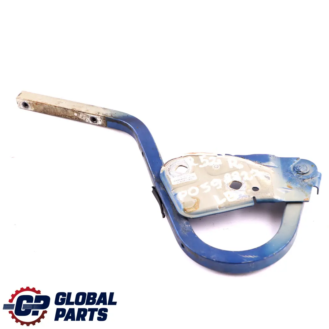 Right O/S Engine Hood Bonnet Hinge Lightning-Blue Metallic A63 to Mini R50 R53 with Part number 7037433 Mini R50 R53 Right O/S Engine Hood Bonnet Hinge Lightning-Blue Metallic A63 - SKU P0598827-LB - Part number 7037433