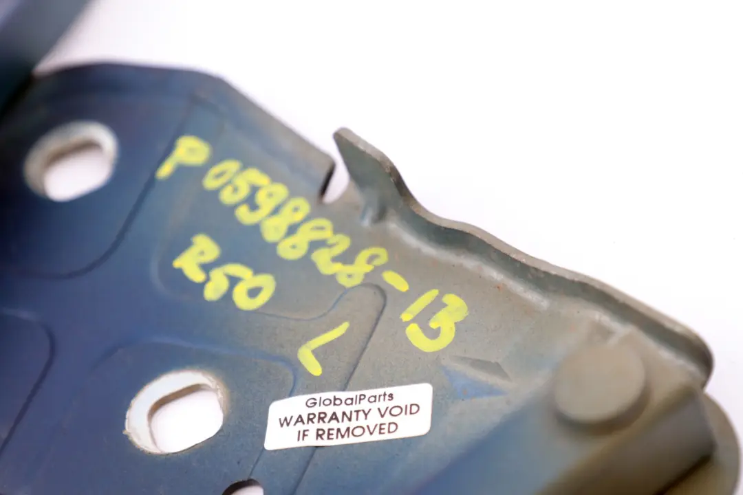 Left Engine Hood Hinge Bonnet N/S Indi Blue to Mini Cooper One R50 R52 R53 with Part number 0598828 Mini Cooper One R50 R52 R53 Left Engine Hood Hinge Bonnet N/S Indi Blue - SKU P0598828-IB - Part number 0598828