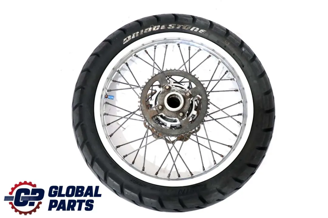  Tyre Spindle Brake Disc Hub Bridgestone Battle Wing - SKU Qingqi QM 125 Rear Wheel - Part number Qingqi QM 125 Rear Wheel
