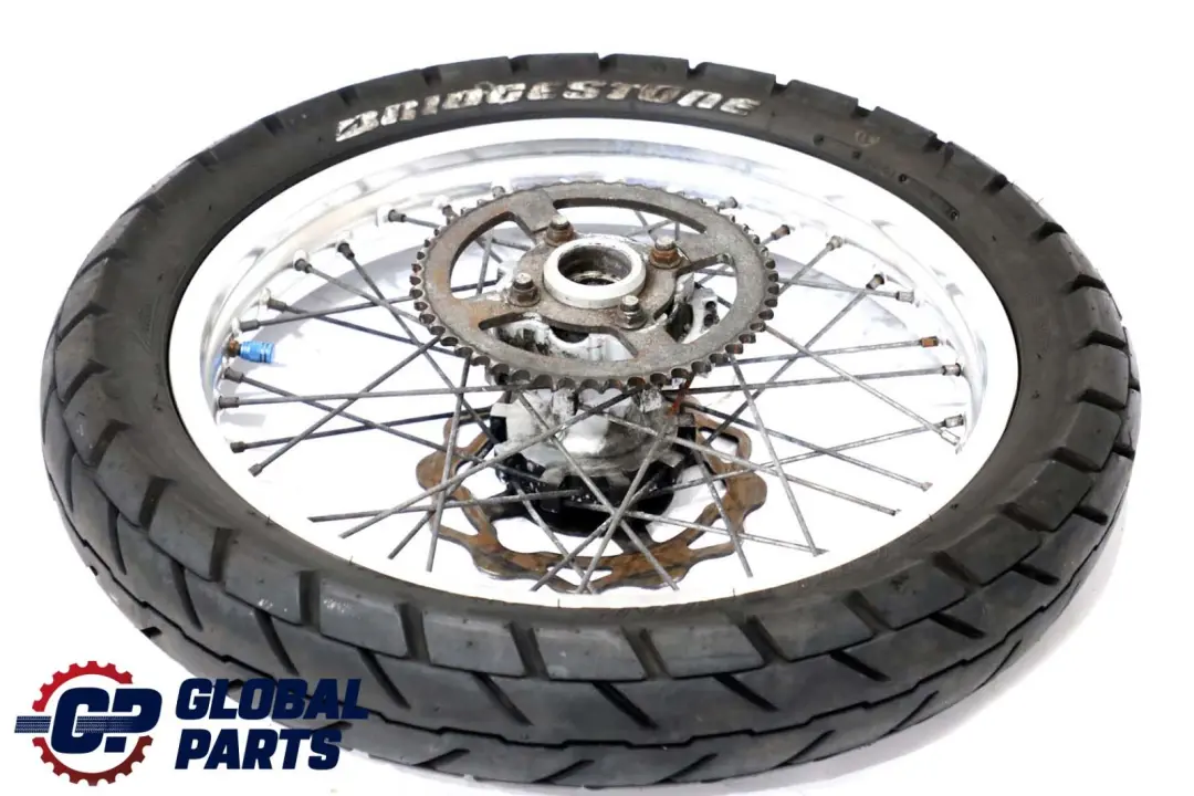  Tyre Spindle Brake Disc Hub Bridgestone Battle Wing - SKU Qingqi QM 125 Rear Wheel - Part number Qingqi QM 125 Rear Wheel