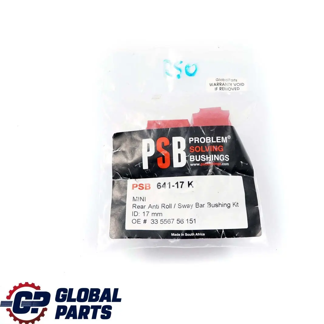 Problem Solving Bushings PSB Rear Stabilizer Anti Roll Bar Bushing Set to Mini R50 with Part number R50 PSB Mini R50 Problem Solving Bushings PSB Rear Stabilizer Anti Roll Bar Bushing Set - SKU R50 PSB - Part number R50 PSB