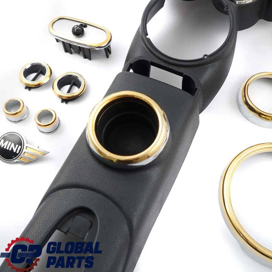 BMW Mini One R50 Dekor Set Armaturenbrett Zierblende Mittelkonsole Gold - SKU R50 Set Dash Gold - Teilenummer R50 Set Dash